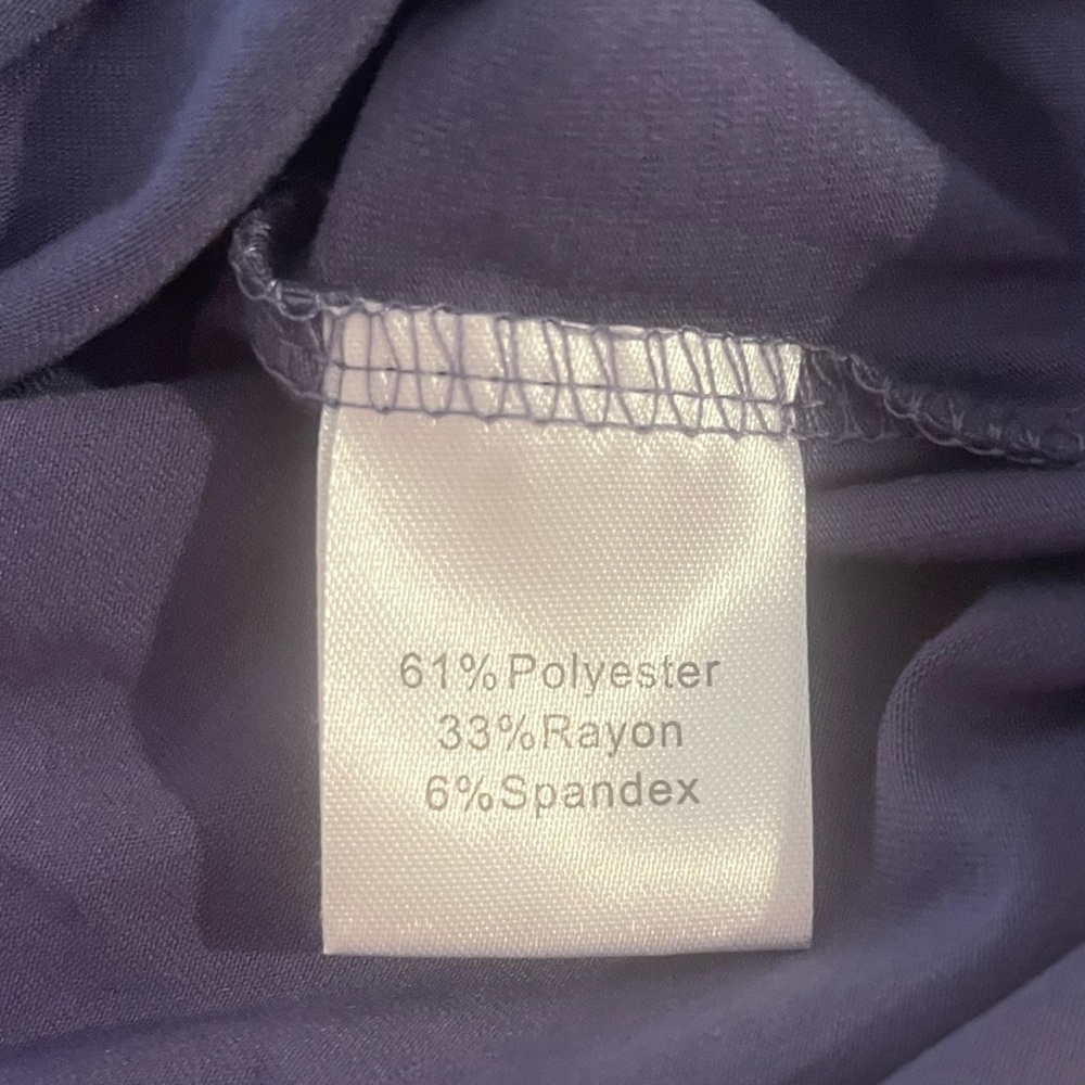 NWT- Women's Casual Round Neck Ruffle Sleeve Loose Tops in Purple Gray - Picture 10 of 10
